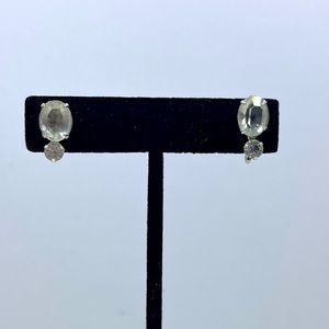 Vintage Y2K Rhinestone Silver Tone Screw-back Earrings